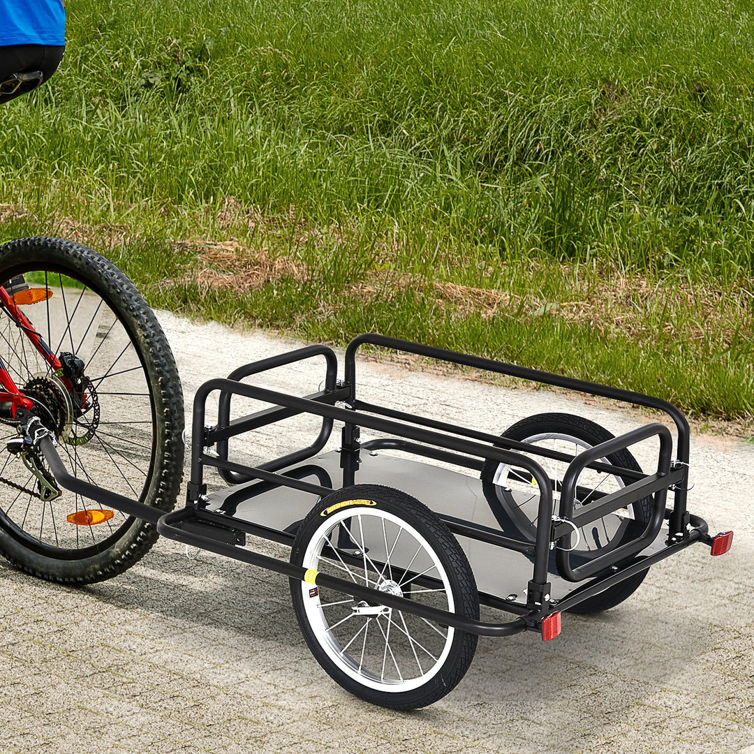Bicycle Cargo Wagon Trailer / Steel Utility Bike Cart Carrier - Black