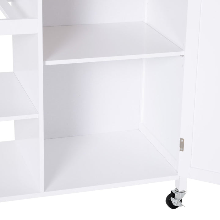 Portable Modern Rolling Kitchen Storage Utility Cart Island w/ Shelves - White