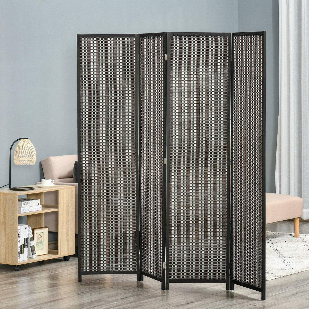 6ft Foldable Portable 4 Panel Bamboo Room Divider Privacy Screen Partition - Brown