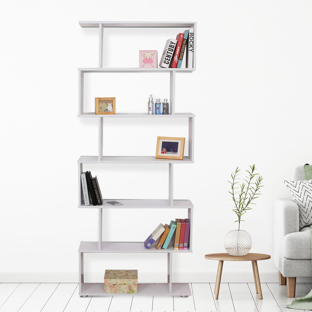 S-Shaped Contemporary Whimsical Bookshelf Display Storage Unit Divider - White