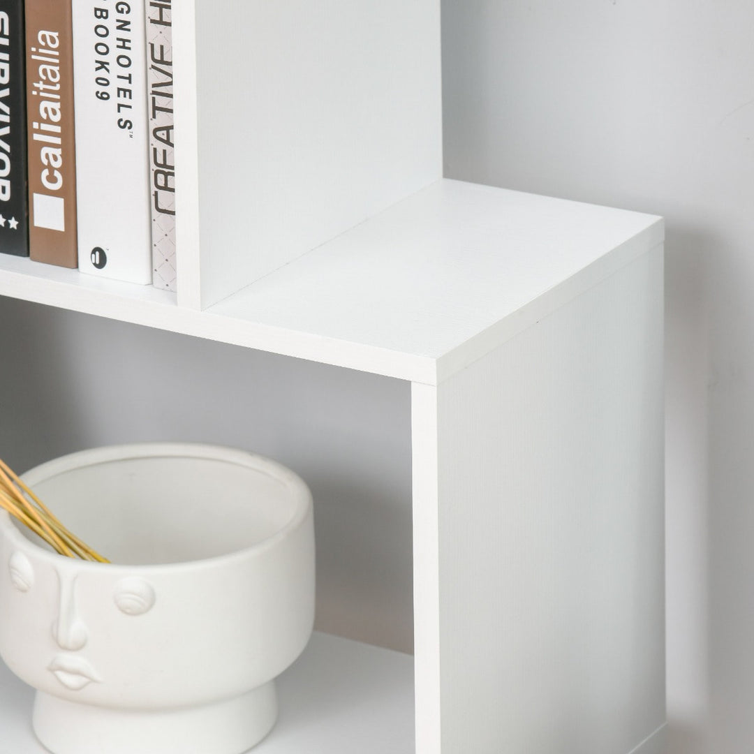 S-Shaped Contemporary Whimsical Bookshelf Display Storage Unit Divider - White