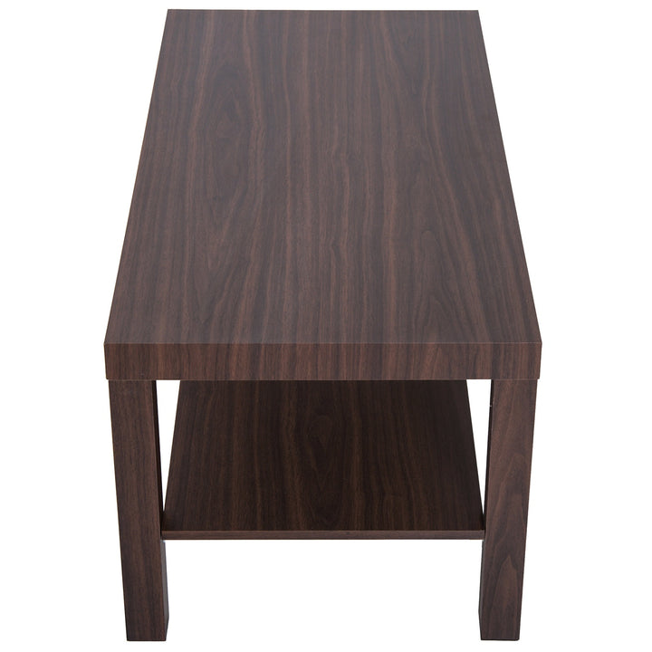 Sleek Modern Accent Coffee Table Storage Shelf for Living Family Room - Brown