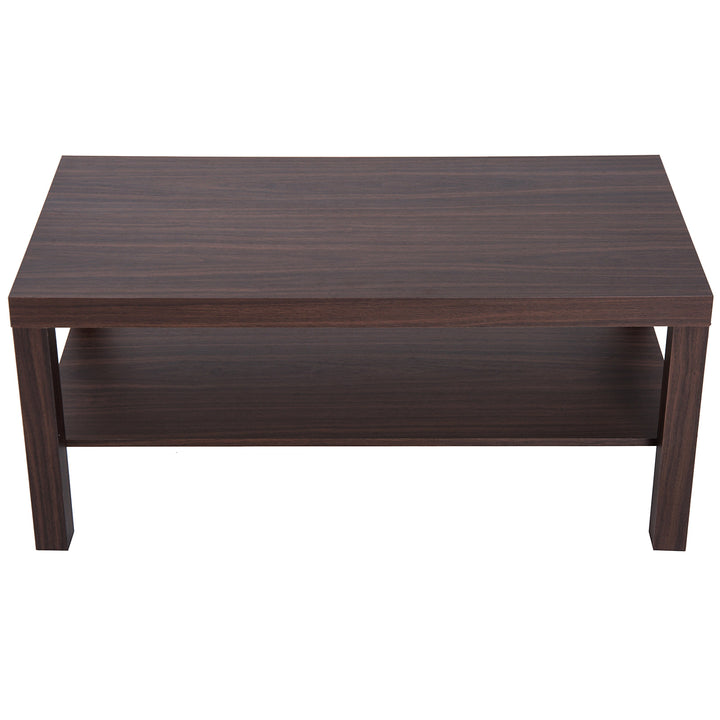 Sleek Modern Accent Coffee Table Storage Shelf for Living Family Room - Brown
