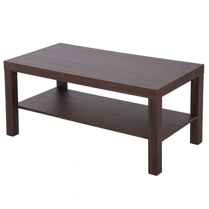 Sleek Modern Accent Coffee Table Storage Shelf for Living Family Room - Brown