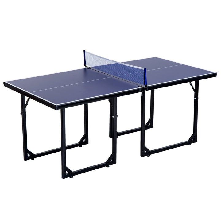 6ft Compact Foldable Ping Pong Table Tennis Table w/ Net - Blue & Black
