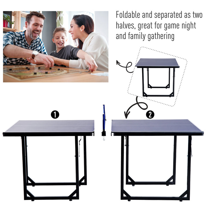 6ft Compact Foldable Ping Pong Table Tennis Table w/ Net - Blue & Black
