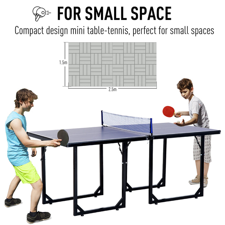 6ft Compact Foldable Ping Pong Table Tennis Table w/ Net - Blue & Black
