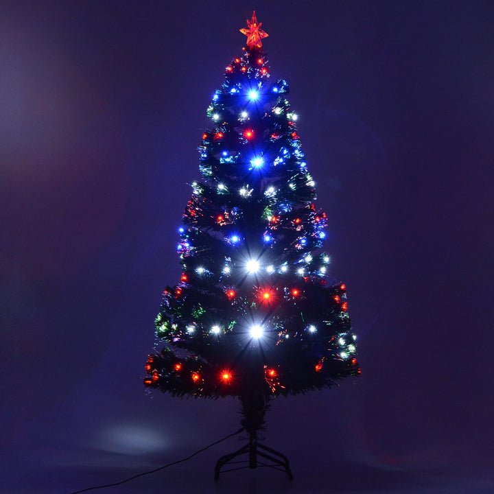 5ft 180 Tip Pre-lit Artificial Christmas Holiday Tree Decor w/ Ornaments & Metal Base - Green