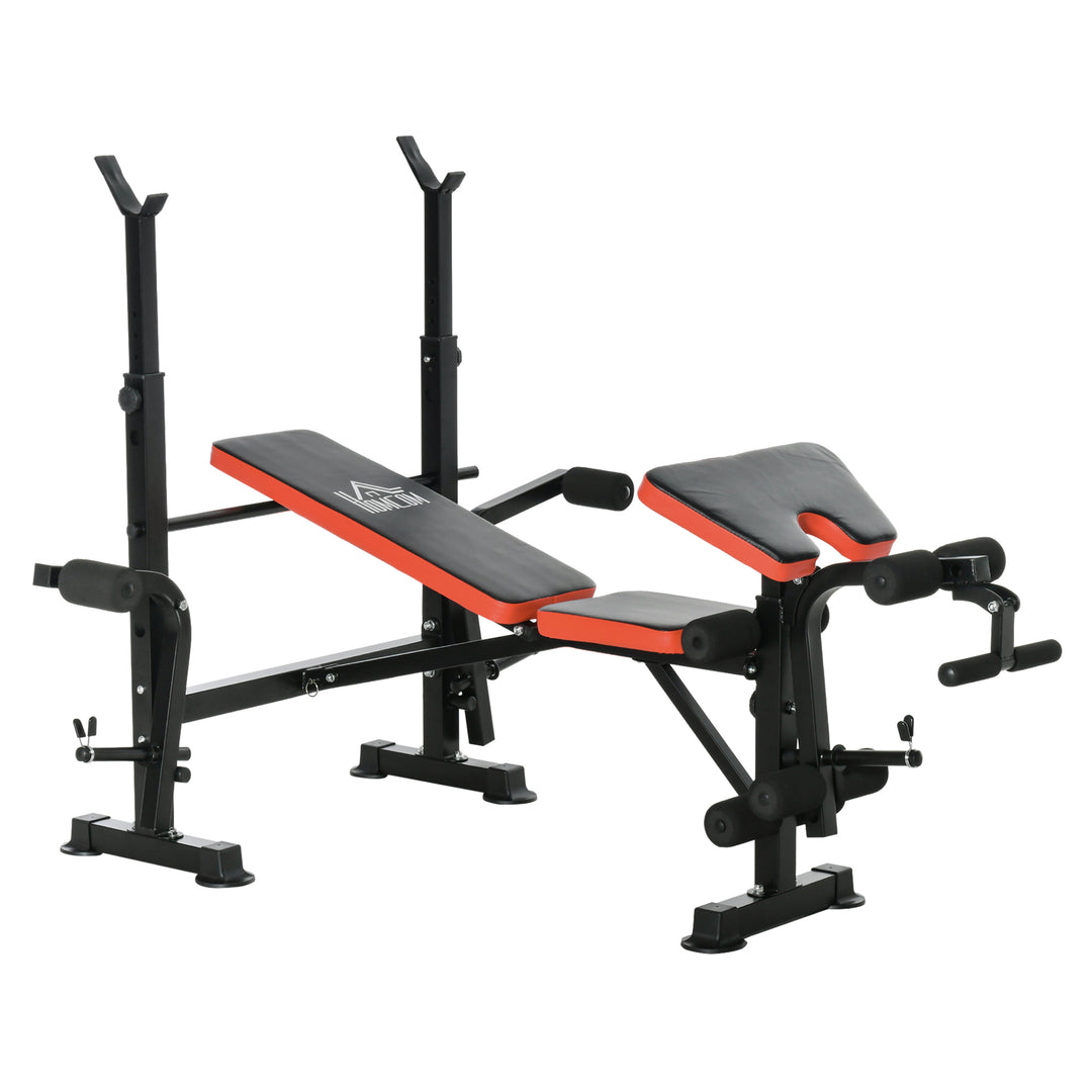 Incline Decline Exercise Weight Lifting Workout Station Barbell Squat Rack Leg Extender - Black