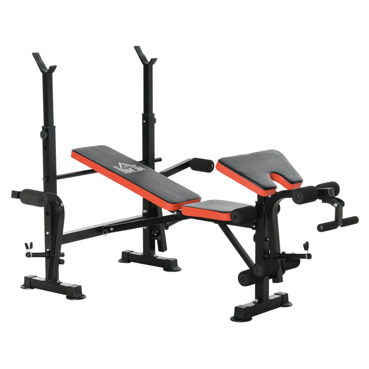 Incline Decline Exercise Weight Lifting Workout Station Barbell Squat Rack Leg Extender - Black