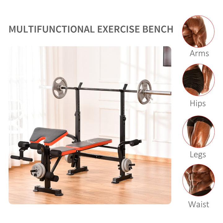 Incline Decline Exercise Weight Lifting Workout Station Barbell Squat Rack Leg Extender - Black