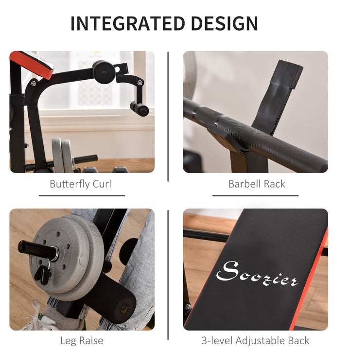 Incline Decline Exercise Weight Lifting Workout Station Barbell Squat Rack Leg Extender - Black