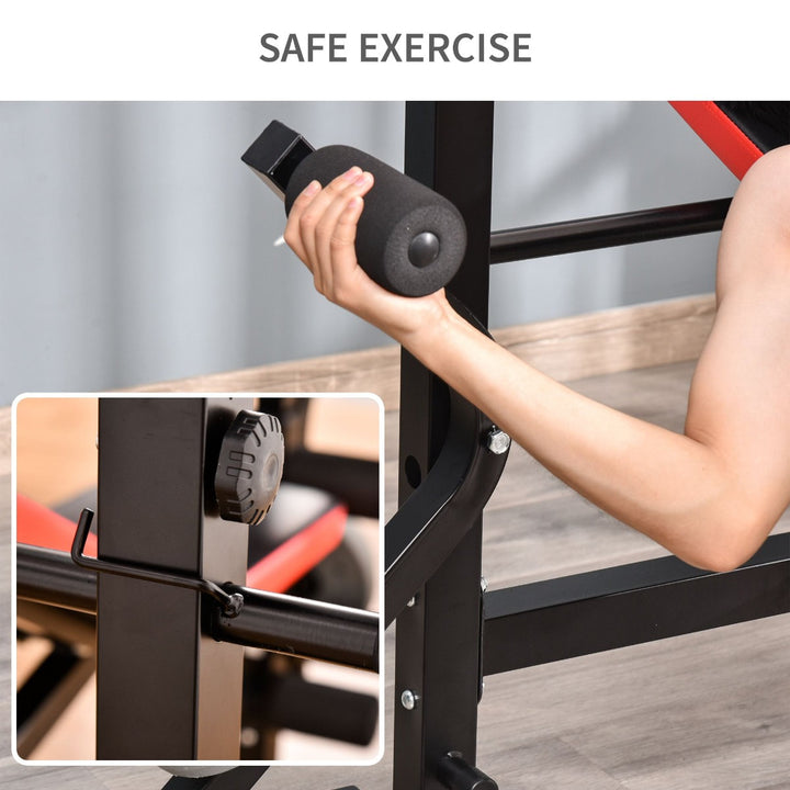 Incline Decline Exercise Weight Lifting Workout Station Barbell Squat Rack Leg Extender - Black