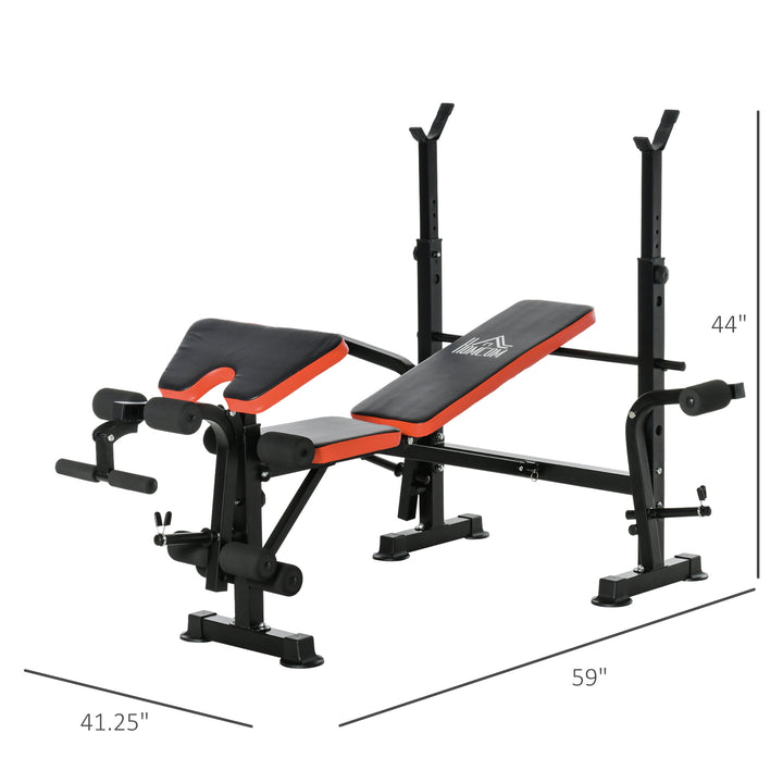 Incline Decline Exercise Weight Lifting Workout Station Barbell Squat Rack Leg Extender - Black