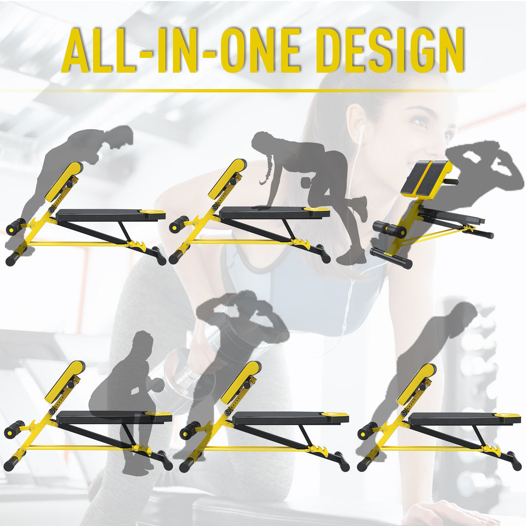 Incline Exercise Weight Lifting Workout Bench Dumbell Station Leg Extender - Yellow & Black