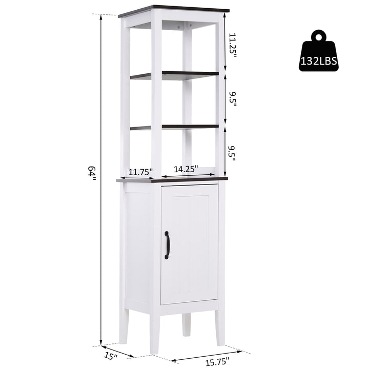 Tall Modern Organizer Storage Cabinet w/ Shelves for Bathroom / Kitchen Furniture - White
