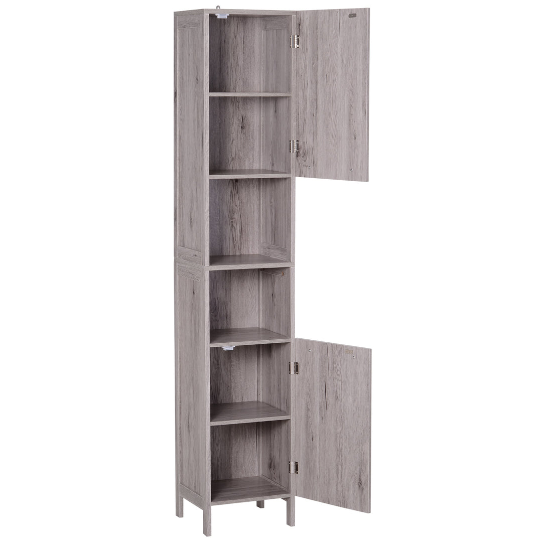 Tall Modern Tower Organizer Storage Cabinet for Bathroom / Kitchen Furniture - Wood Grain