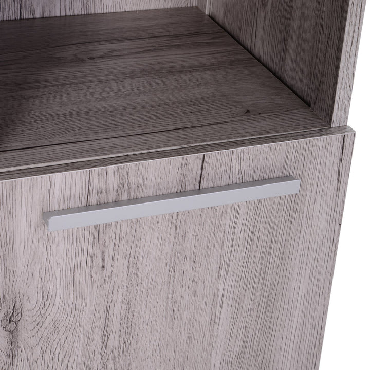 Tall Modern Tower Organizer Storage Cabinet for Bathroom / Kitchen Furniture - Wood Grain