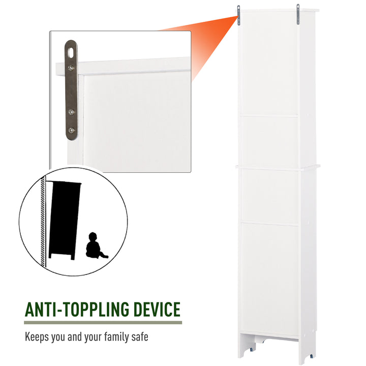 Tall Classic Linen Organizer Storage Shelf Cabinet, Bathroom / Kitchen Furniture - White