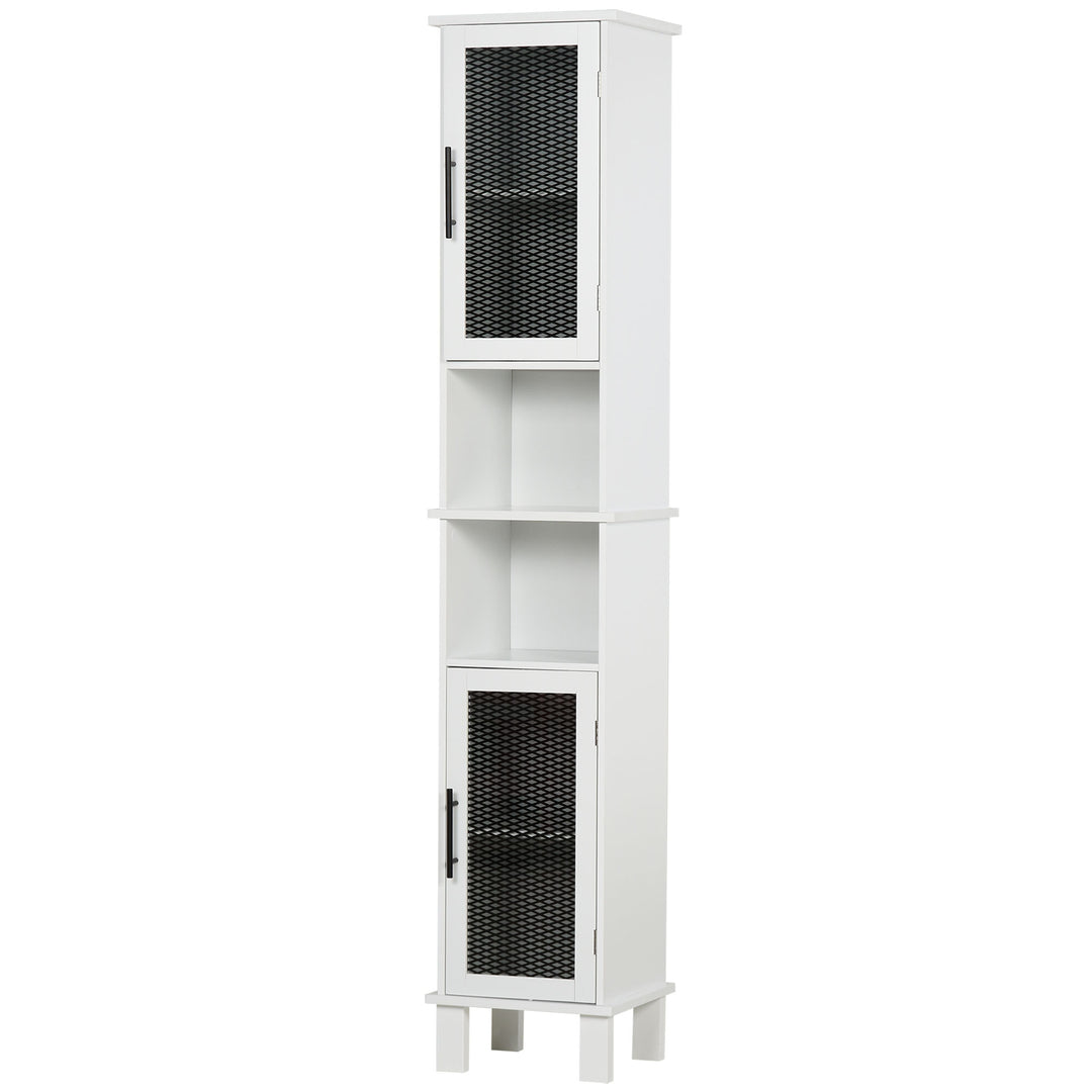 Tall Slim Country Storage Organizer Cabinet Furniture w/ Shelf for Bathroom, Kitchen - White