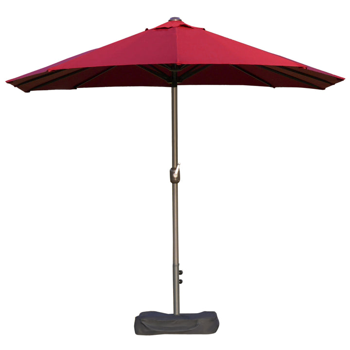 15ft Double Twin Canopy Patio Deck Umbrella Shade Shelter w Base Stand UV Protection - Wine Red