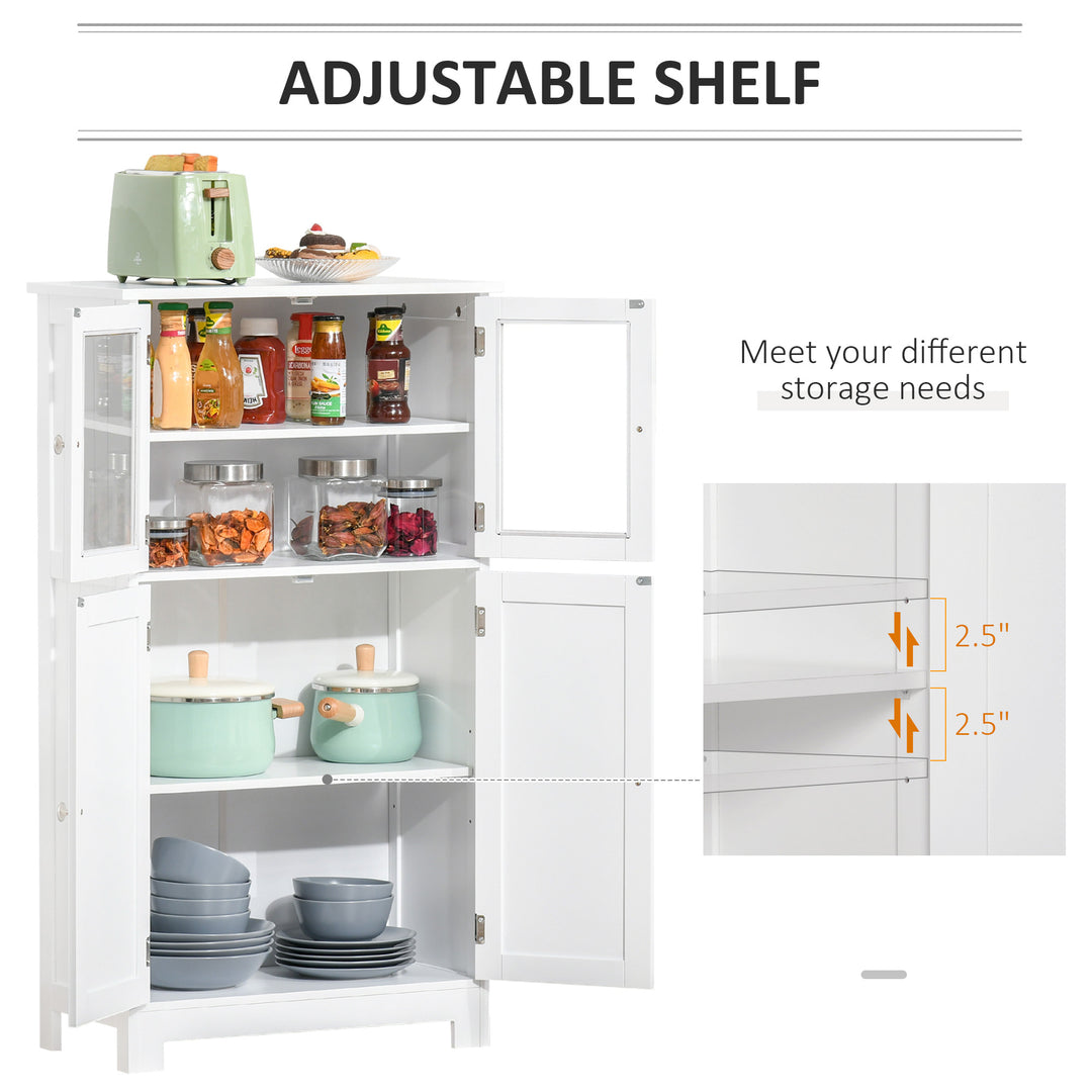 Modern Storage Organizer Cabinet w/ Glass Doors, Shelf for Bathroom, Kitchen, Bedroom - White