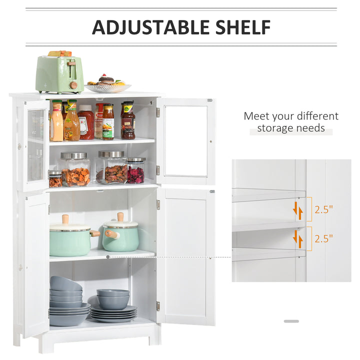 Modern Storage Organizer Cabinet w/ Glass Doors, Shelf for Bathroom, Kitchen, Bedroom - White