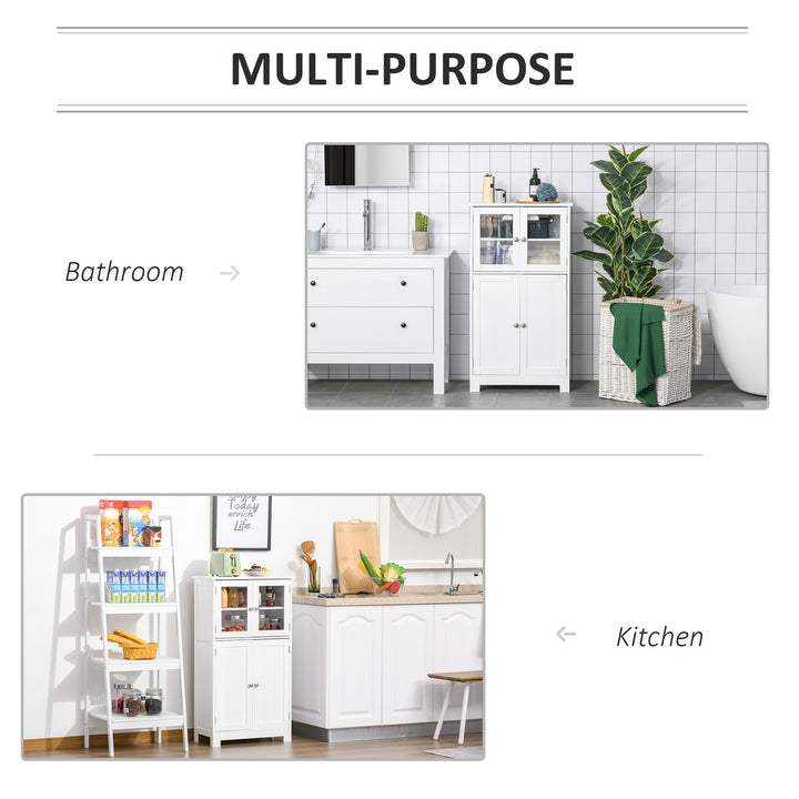 Modern Storage Organizer Cabinet w/ Glass Doors, Shelf for Bathroom, Kitchen, Bedroom - White