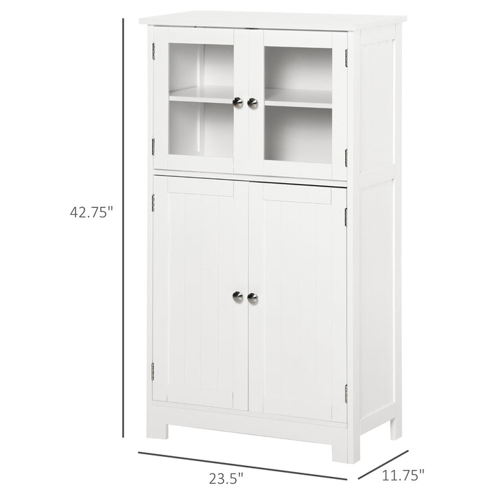 Modern Storage Organizer Cabinet w/ Glass Doors, Shelf for Bathroom, Kitchen, Bedroom - White