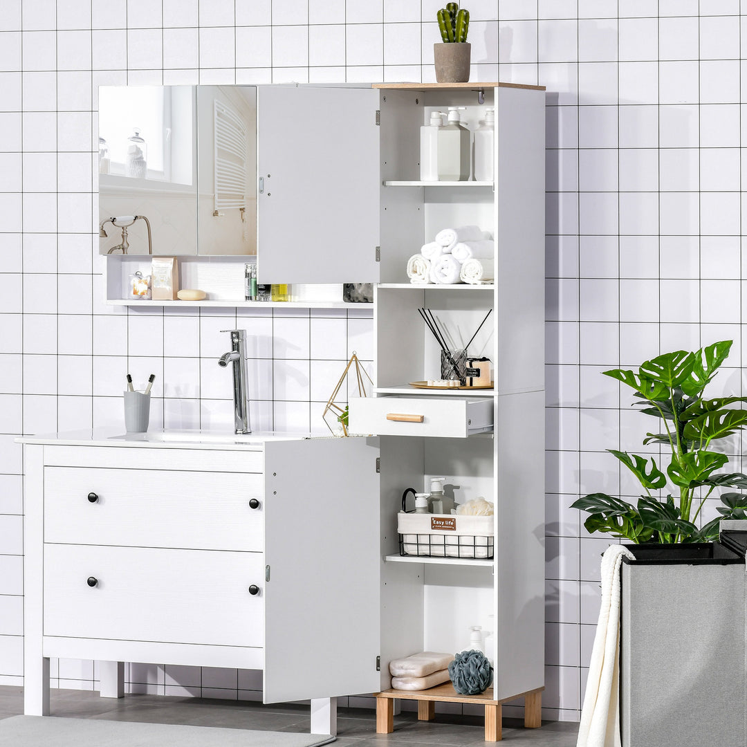 Tall Slim Classic Storage Organizer Linen Cabinet Furniture / Bathroom, Kitchen - White / Oak