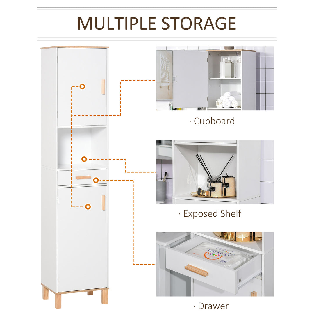 Tall Slim Classic Storage Organizer Linen Cabinet Furniture / Bathroom, Kitchen - White / Oak