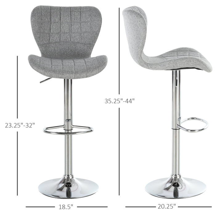 Set of 2 Modern Adjustable Swivel Counter Height Dining Bar Stools – Grey Fabric