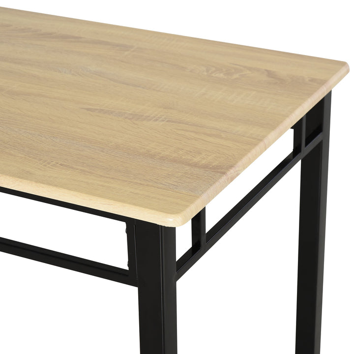 5pc Compact Classic Metal Wood-Look Small Kitchen Dining Table Set w/ 4 Chairs - Black/ Oak