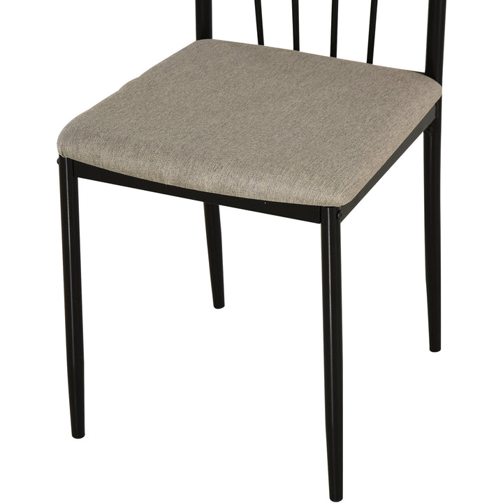 5pc Compact Classic Metal Wood-Look Small Kitchen Dining Table Set w/ 4 Chairs - Black/ Oak