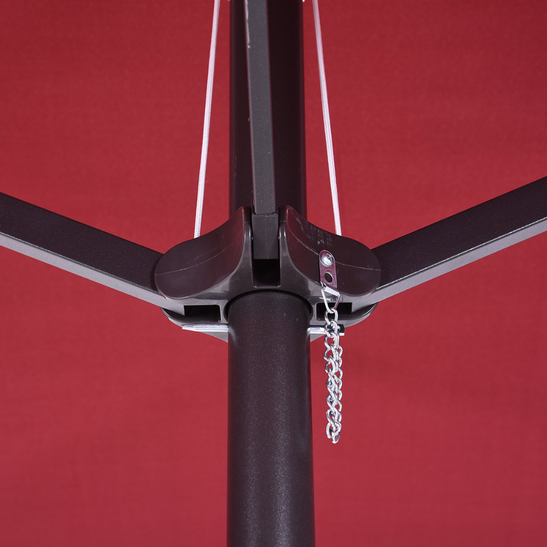 15ft Double Twin Canopy Patio Deck Umbrella Sun Shade Shelter w UV Protection, Crank - Wine Red