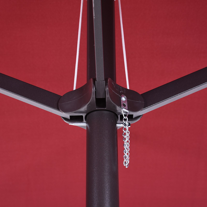 15ft Double Twin Canopy Patio Deck Umbrella Sun Shade Shelter w UV Protection, Crank - Wine Red