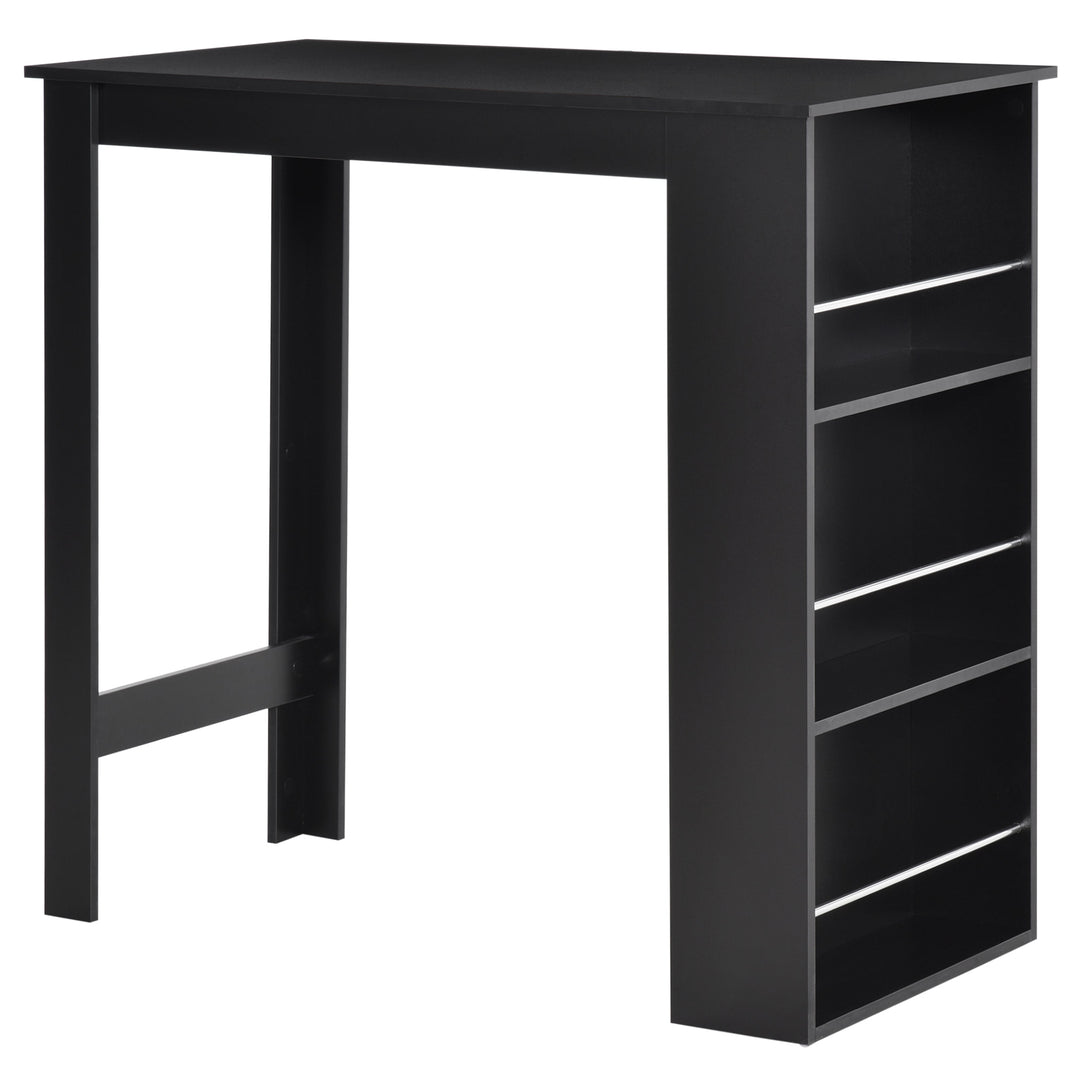 Modern Compact Counter Height Bar Kitchen Accent Table Desk w/ Storage Shelves - Black