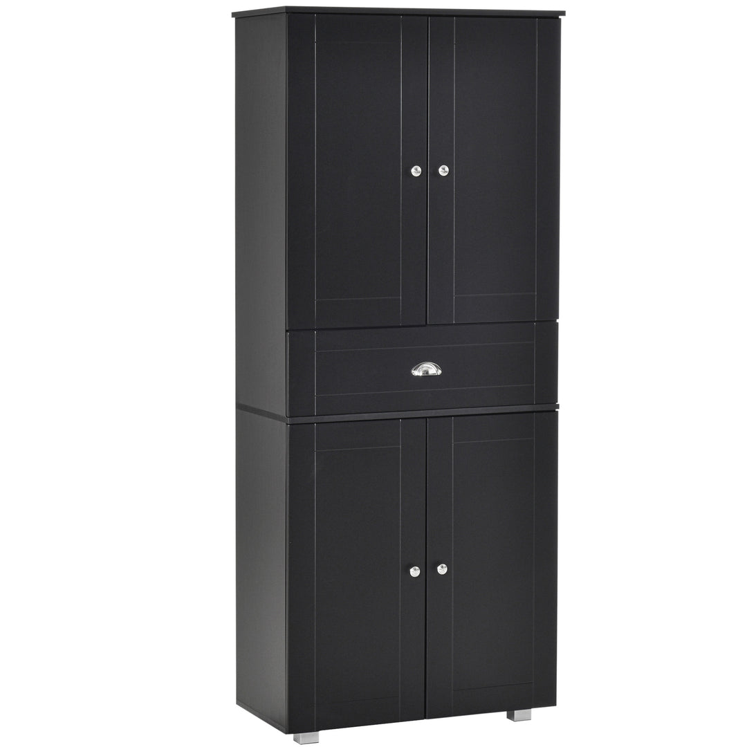 Modern Classic Tall Freestanding Pantry Storage Cabinet Cupboard for Kitchen, Dining - Black