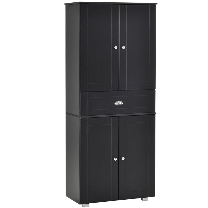 Modern Classic Tall Freestanding Pantry Storage Cabinet Cupboard for Kitchen, Dining - Black