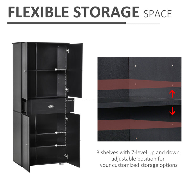 Modern Classic Tall Freestanding Pantry Storage Cabinet Cupboard for Kitchen, Dining - Black