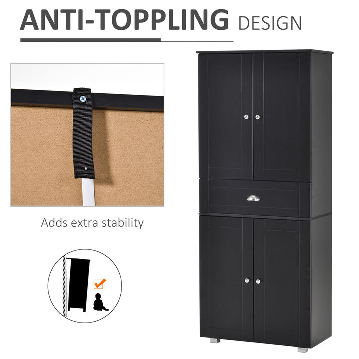 Modern Classic Tall Freestanding Pantry Storage Cabinet Cupboard for Kitchen, Dining - Black