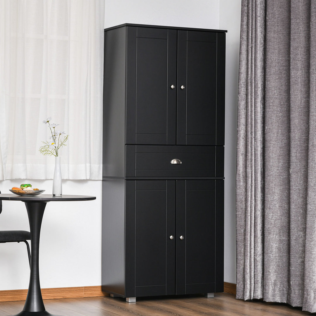Modern Classic Tall Freestanding Pantry Storage Cabinet Cupboard for Kitchen, Dining - Black