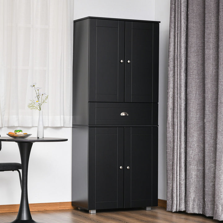 Modern Classic Tall Freestanding Pantry Storage Cabinet Cupboard for Kitchen, Dining - Black