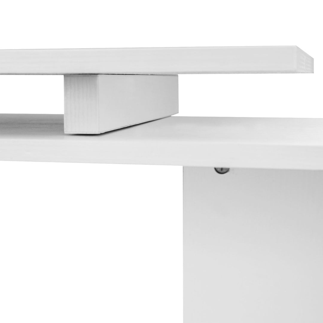 Modern Large Rotating Adjustable Corner L-Shape Computer Student Office Desk w/ Shelf - White