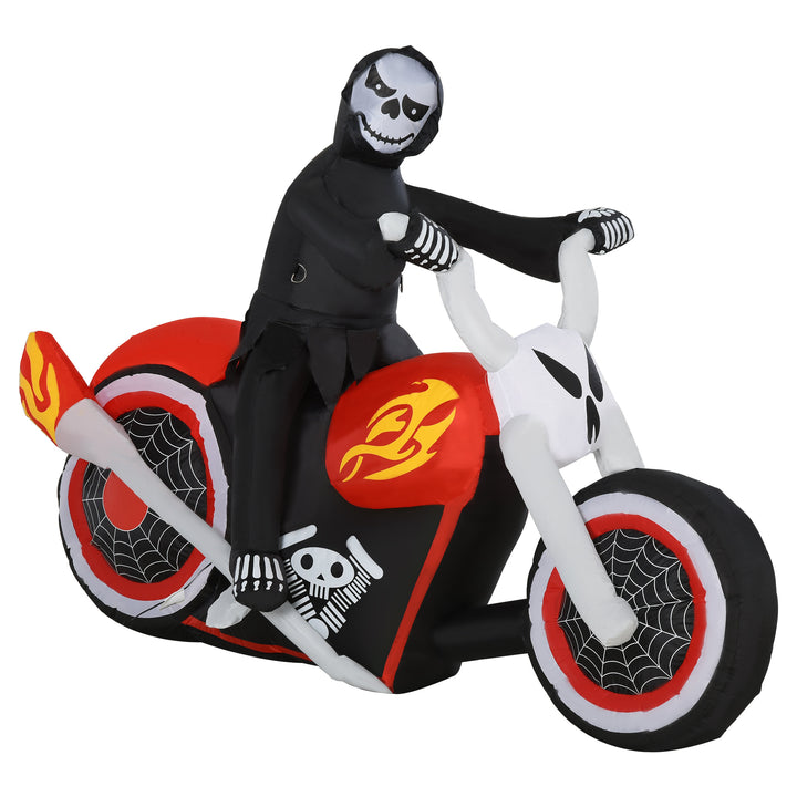 6ft Cool Halloween Outdoor Lawn Inflatable w/ LED Lights - Grim Reaper on Motorcycle