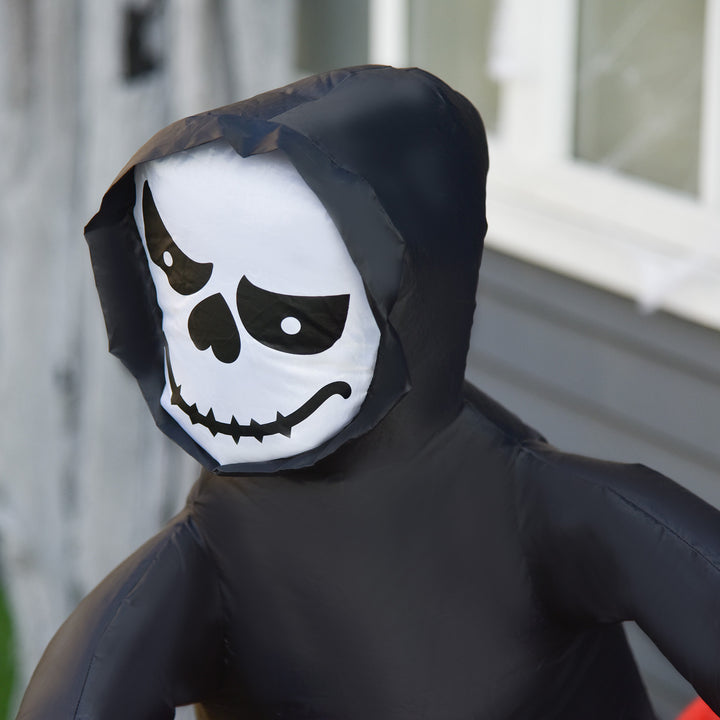 6ft Cool Halloween Outdoor Lawn Inflatable w/ LED Lights - Grim Reaper on Motorcycle