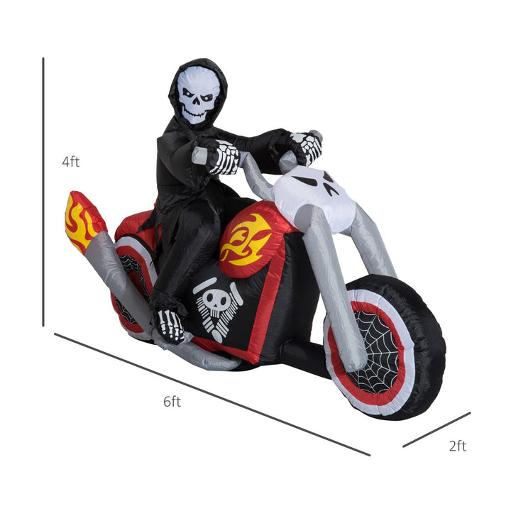6ft Cool Halloween Outdoor Lawn Inflatable w/ LED Lights - Grim Reaper on Motorcycle