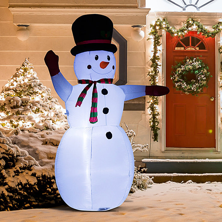8ft Huge Holiday Christmas Outdoor Inflatable Lawn Decoration w/ LED Lights - Waving Snowman