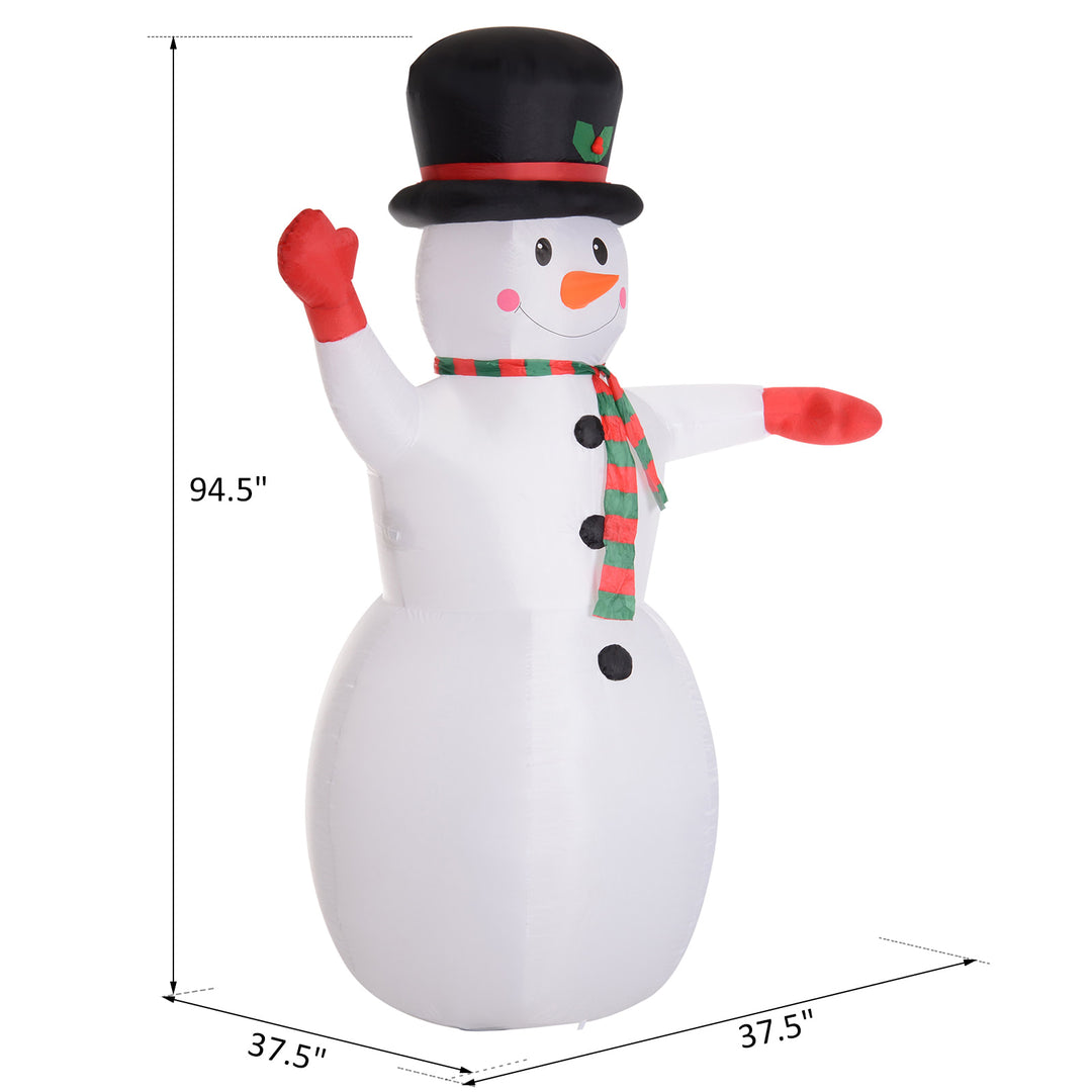 8ft Huge Holiday Christmas Outdoor Inflatable Lawn Decoration w/ LED Lights - Waving Snowman