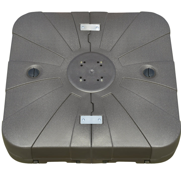 35", 286-330lbs Heavy Duty Square Cantilever Umbrella Base Stand Fillable w Sand, Water - Brown